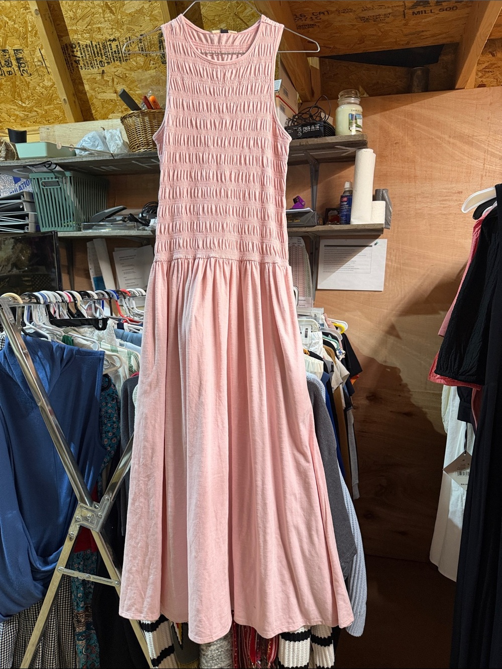 Target Pink Sleeveless Smocked Maxi Dress